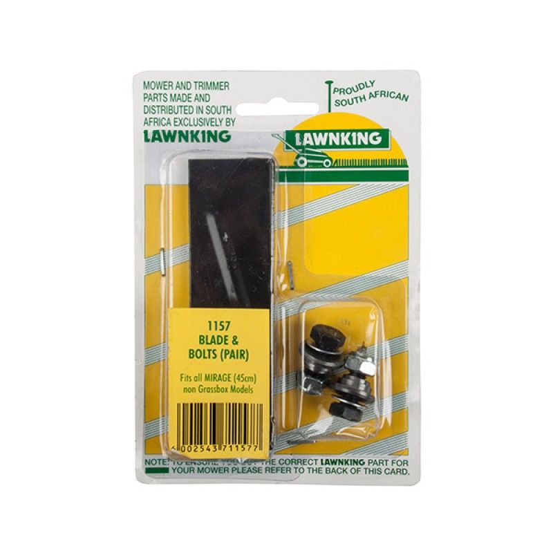 Lawn King Mirage Lawnmower Blade & Bolt Utility Pair - 122mm (Pack of 3)