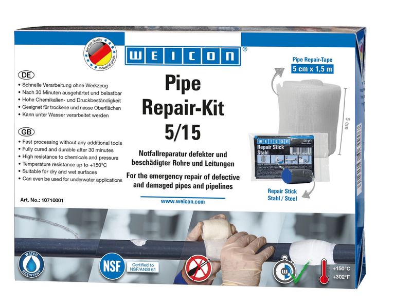 WEICON Pipe Repair Kit 5/15 | 5 cm x 1.5 m | Repair kit for pipes