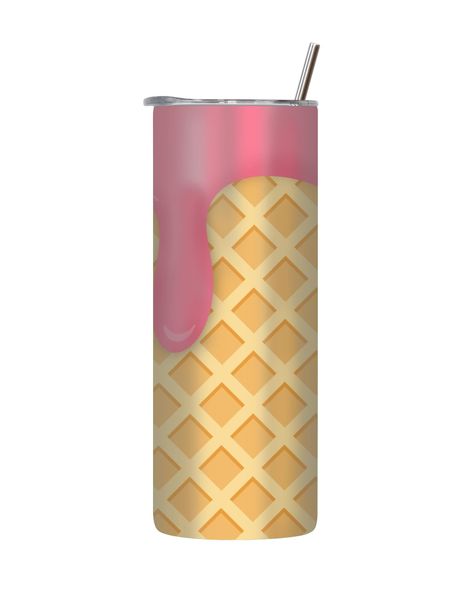 Cone 20 Oz Tumbler with Lid Straw Trendy Ice Cream Pattern Graphic Gift 218