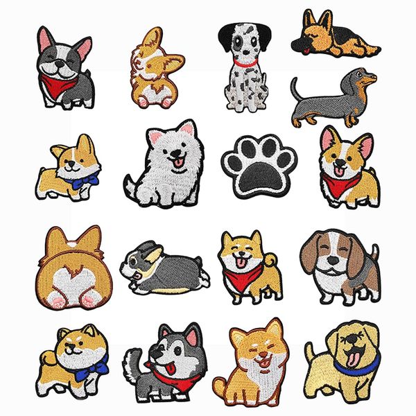 17 Pcs Funny Dogs Embroidered Patches Bulk for DIY, 6x6cm, Sew On/Iron On