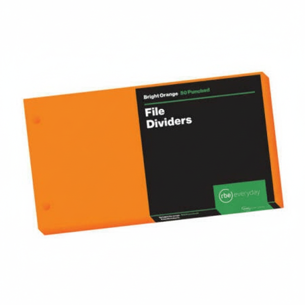 RBE Bright Orange File Dividers - 50 Pieces, 230mm x 120mm