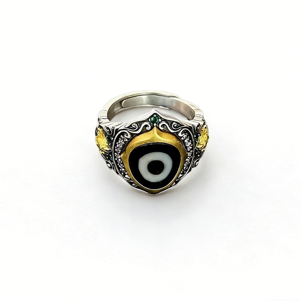 ZELTRYN S925 Sterling Silver Inlaid Green Tara Ring