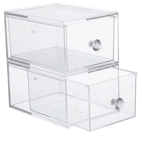 Acrylic Stackable Cosmetic Organiser Drawers 2 Pack