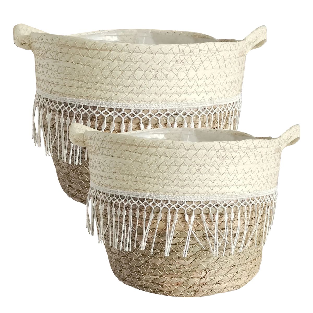 Woven Decorative Flower Plant Basket Set - 25cm & 22cm Heights | Shop ...