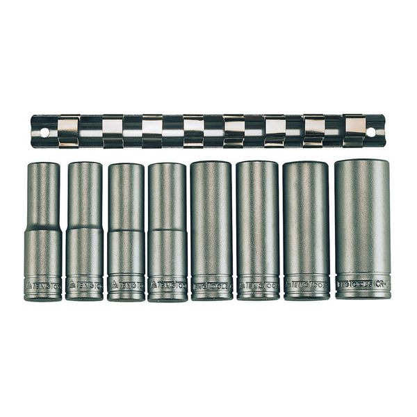 TengTools - 8 piece 1/2 inch Drive Clip/Deep Socket MM 6 Point - M1208-6