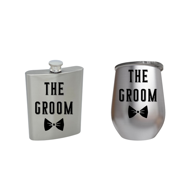 The Groom set Tumbler and Hip Flask
