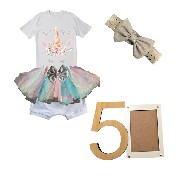 5th Birthday-Unicorn Tutu Outfit With Headband And Photo Frame - Afrikaans