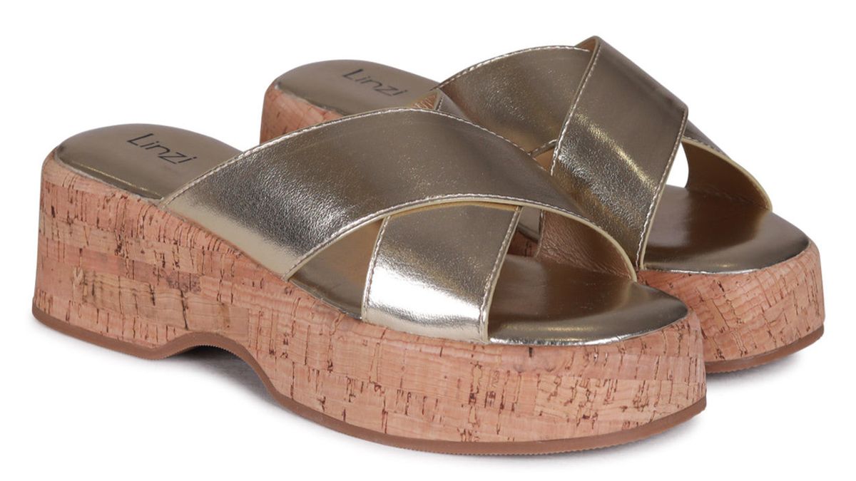Linzi Ladies - MAURA Platform Slider Sandals - Gold | Buy Online in ...