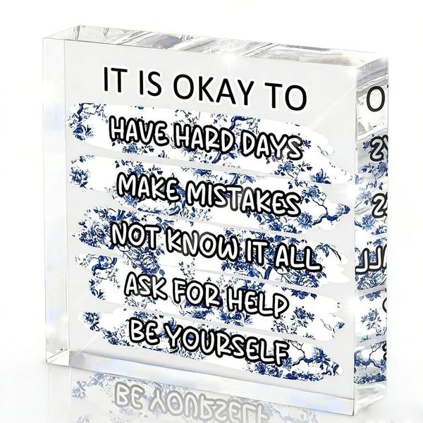 It's Okay... Blue White Acrylic Sign, Mental Health Therapy Office Gift