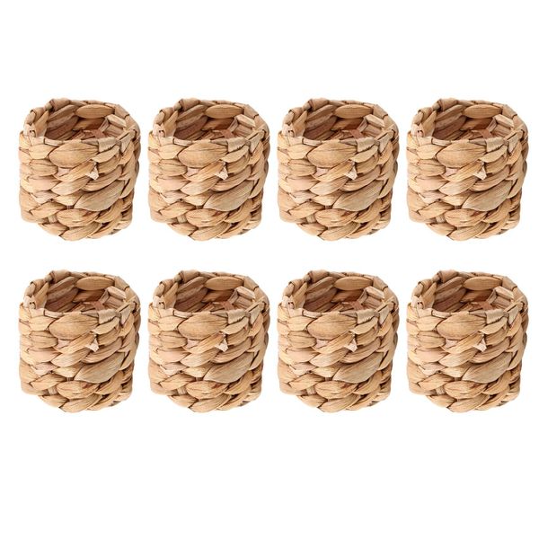 8 Pcs Country Style Woven Napkin Ring Hand-Woven Straw Napkin Ring