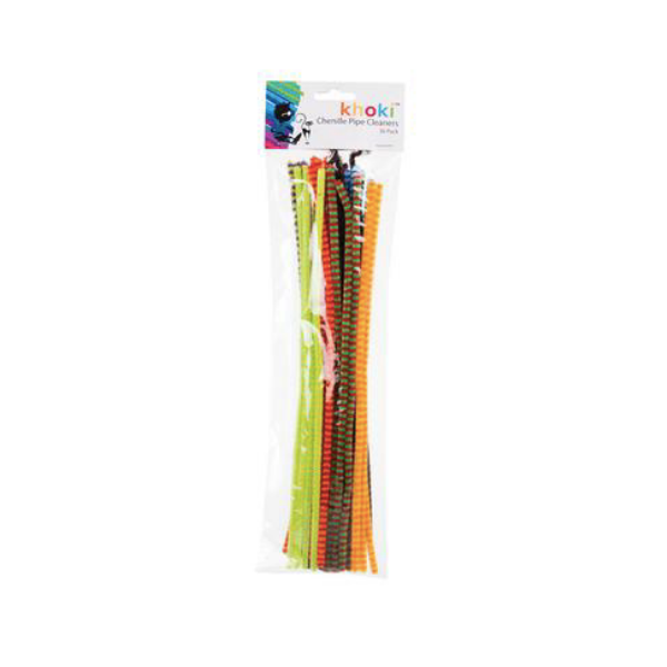 A photo of various pipe cleaners in different shapes and sizes, with a few examples of textured pipe cleaners in the foreground