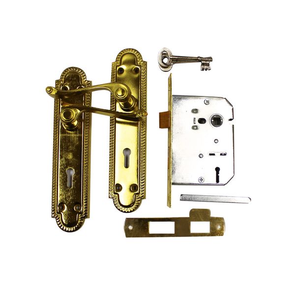 2 Lever Georgian Scroll Lockset 200MM Brass Plated