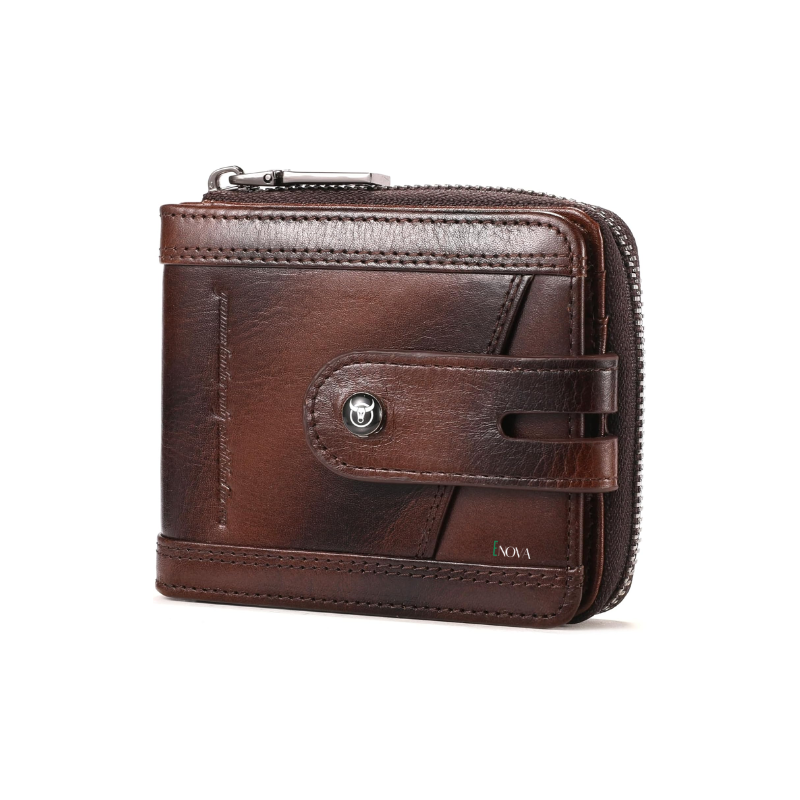Enova Men's Leather RFID Wallet with Zipper
