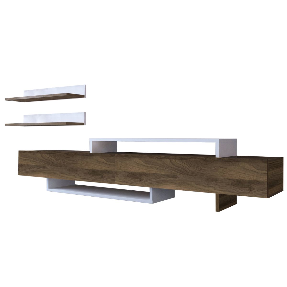 Hazlo Nirvana Tv Unit Plasma Stand Display Shelves Bookcase Walnut