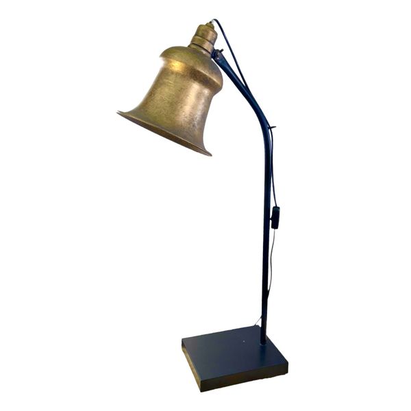 Antique Gold Metal Table/Desk Lamp With Bell Shade