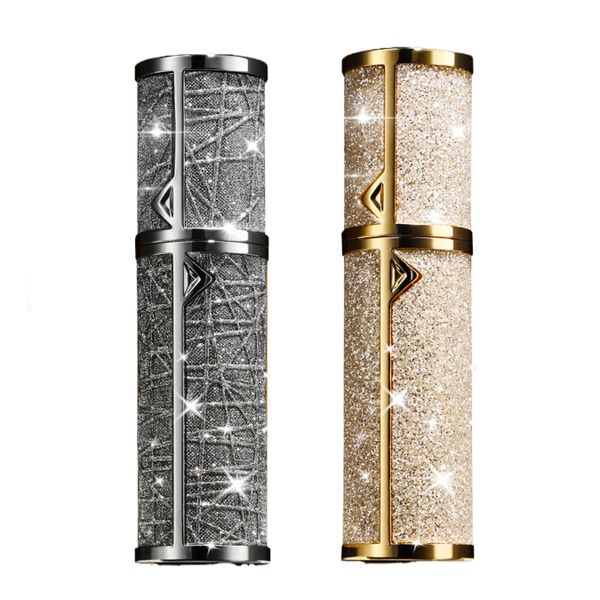2 PCS Perfume Atomizer Sprayer Refillables Bottle Shiny Mini-5ml-Grey&amp;Gold