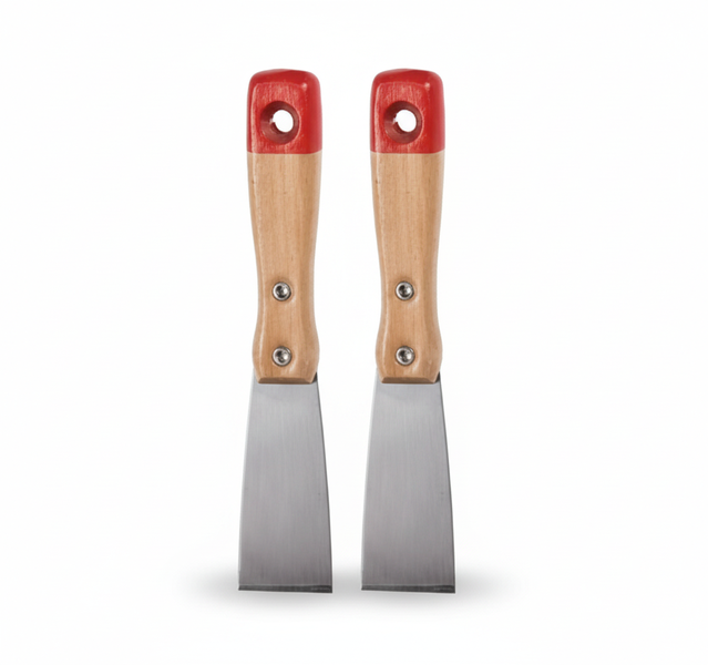 Durable 50mm Scraper with Wooden Handle for Paint and Putty - 2 Pack