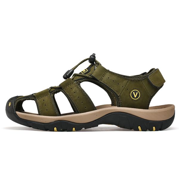 Mens Sport Sandals Closed Toe Outdoor Leather Summer Beach Fisherman Shoes