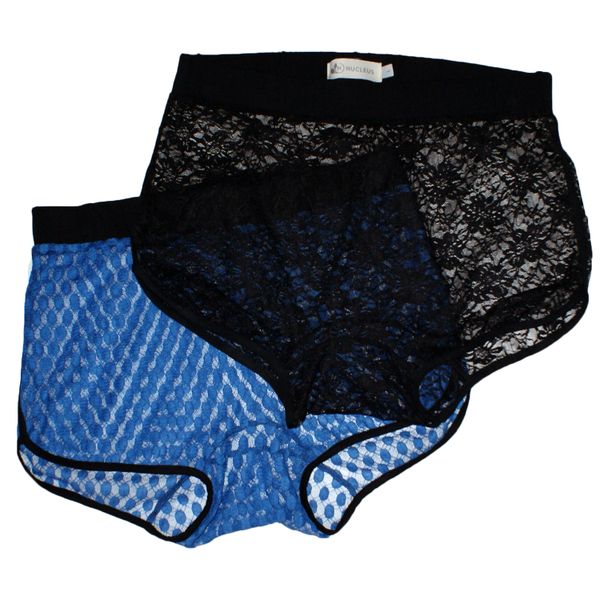 Nucleus Mens Lace Boxer Briefs Set in Black and Blue