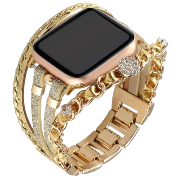Strap With Multi-Layered Dual Chain for Apple Watch - Gold