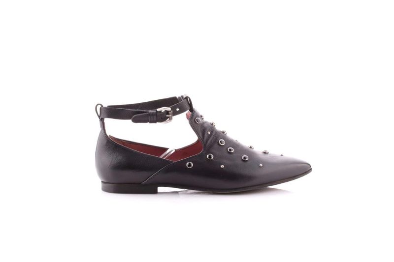 Women's Black Leather Ballerina Loafer image