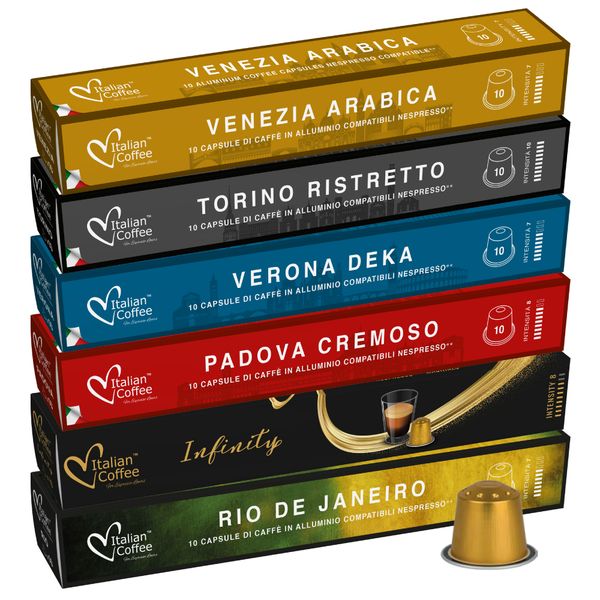 Italian Alu Full Range Variety - 60 Nespresso compatible coffee capsules