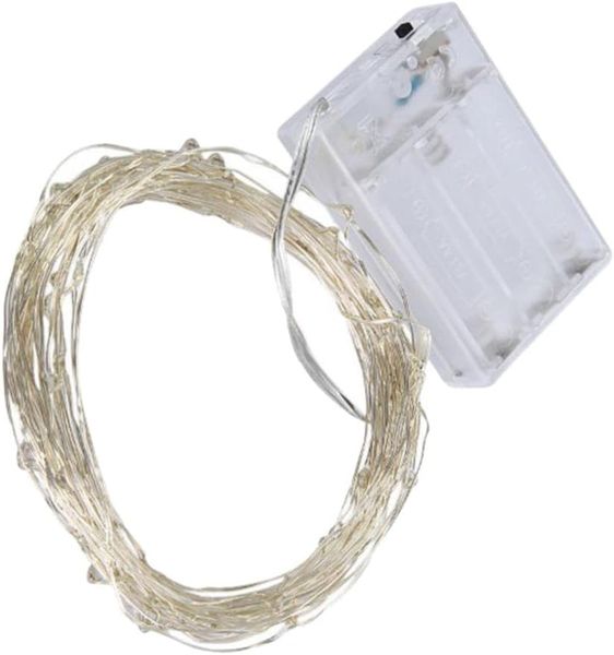 10m Cool White Silver Wire Fairy Lights Battery Operated