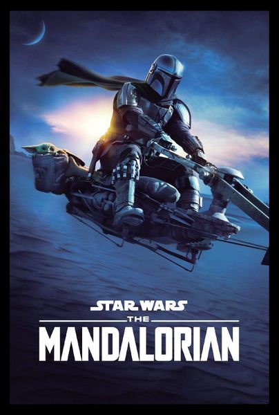 Star Wars The Mandalorian Speeder Poster with Black Frame