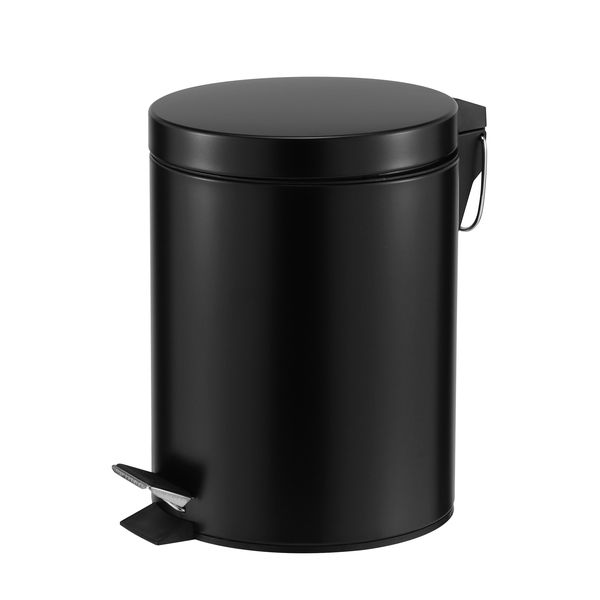 Casa Roma 5L Steel Pedal Bin - Soft Close Lid - Black Matte