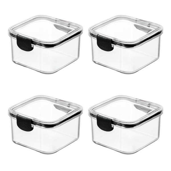 Sealed Plastic Storage Container - Transparent - 460ml - 4-Pack