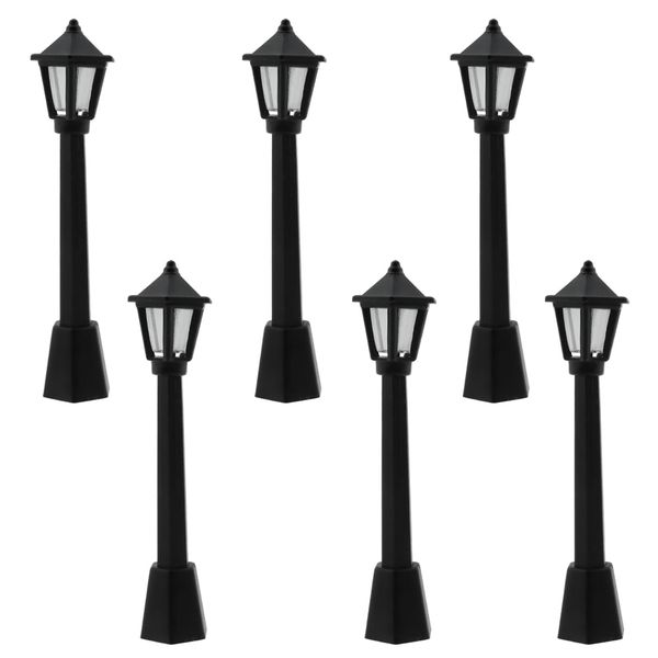 Decor 6 pieces Miniature Vintage Oil Lamp Street Light Models - 8cm