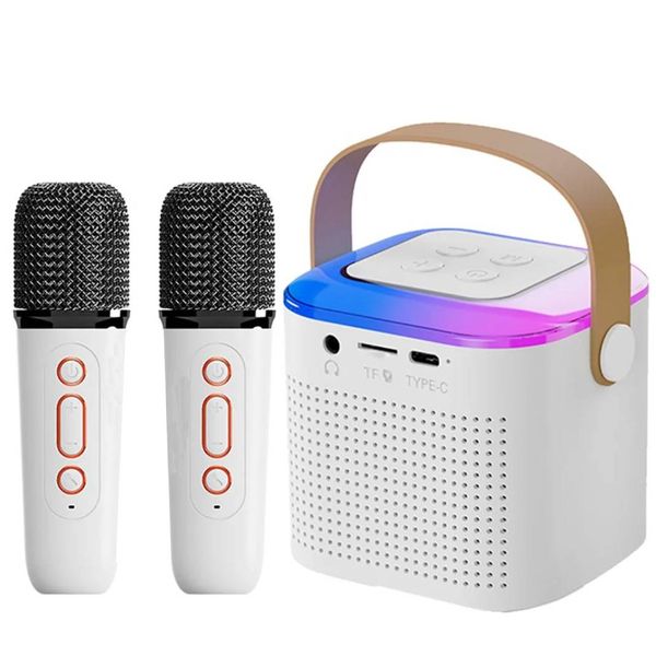 Portable Wirless Karaoke Speakers with 2 Microphones - White