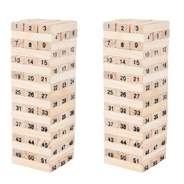 Wooden Tower Stacking Game (54 Pieces) - Set of 2