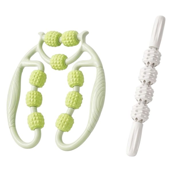 Nine-Wheel Ring Roller Leg Stretching Massager With Mace