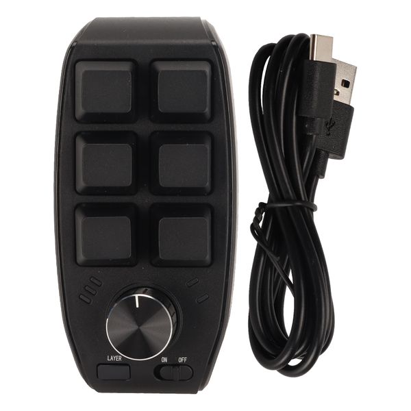 6 Key Macro Pad Knob, Dual Mode, Black