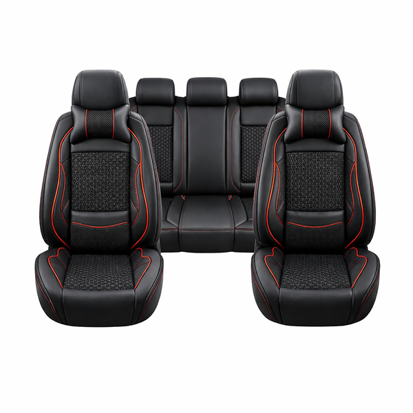 5-Seater Car Seat Covers - PU Leather, Headrest