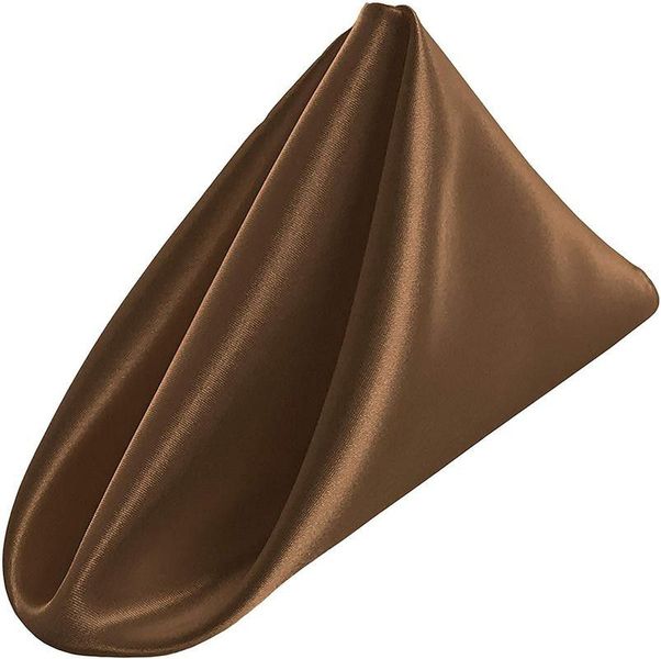 Set of 10 Brown Satin Napkins 35cm