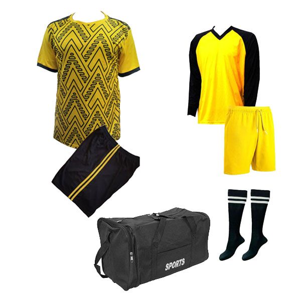 German Style Soccer Kit &amp; Goalkeeper Set &amp; Kit Bag - Team of 15 - Yellow