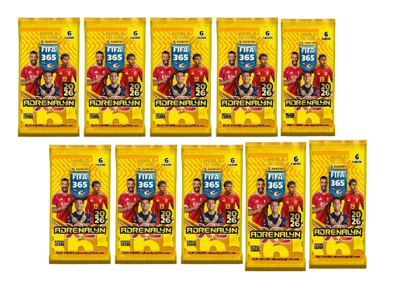FIFA 365 2026 Soccer Trading Cards Booster 10 Pack Bundle (60 Cards)
