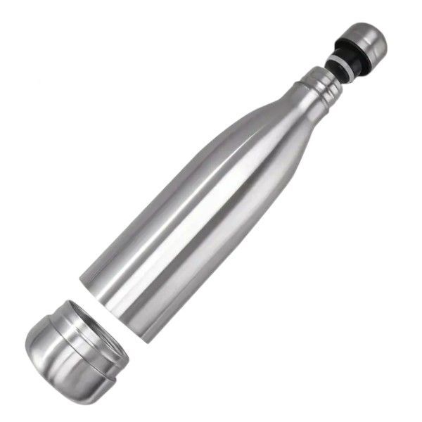 500ml Portable Water Bottle With Hidden Key Feature - Silver