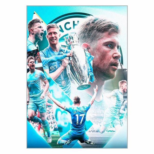 De Bruyne Premier League Trophy Collage Poster - A1
