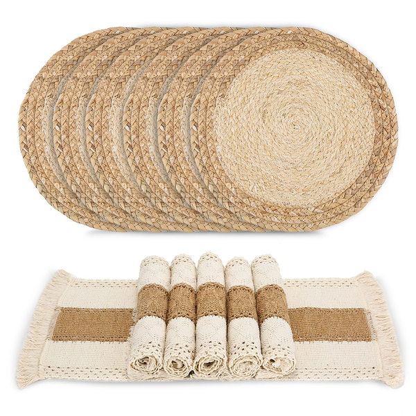 Topika Heat-Resistant Handmade Pure natural materials Placemats Set of 12