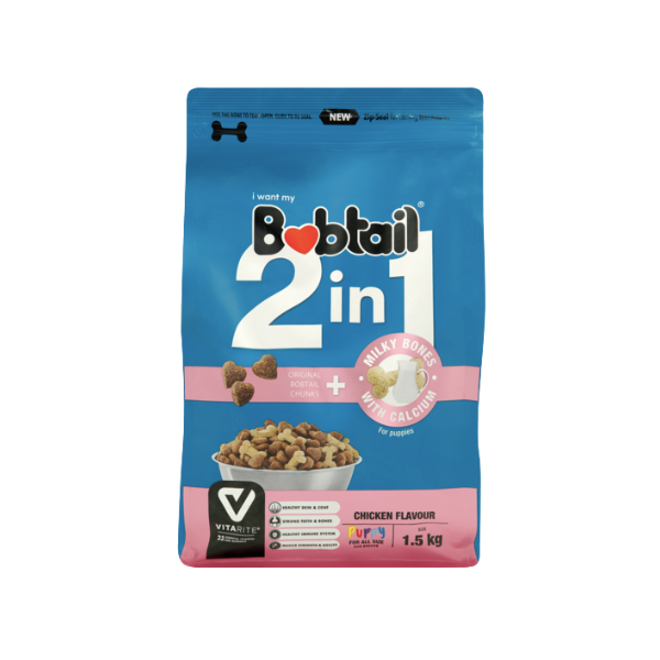 Bobtail- 2-In-1 Chicken Flavour Milky Bones Puppy 1.5kg x 10