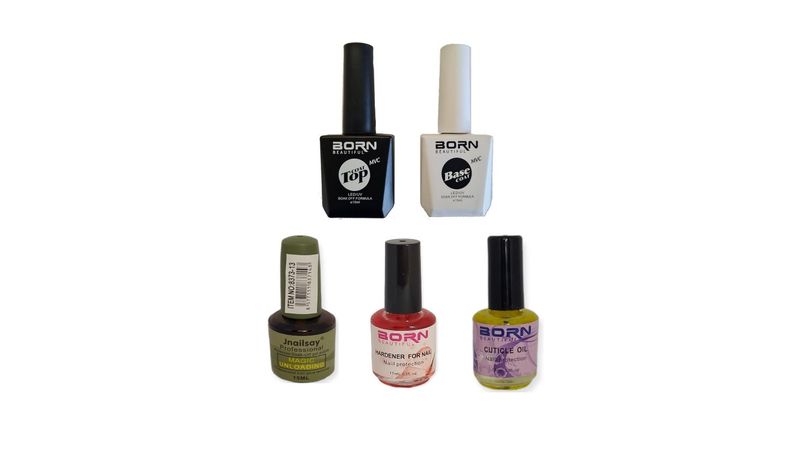 UV/LED Born Beautiful Gel Nail Care, Cuticle and Removal Top &amp; Base Kit