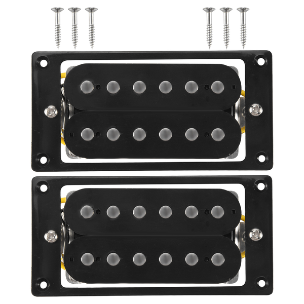 2Pcs(1 Set)Black Humbucker Double Coil Electric Guitar Pickups + Frame