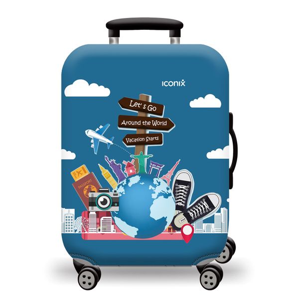 Iconix Printed Luggage Protector Cover - Lets Go Travel - L