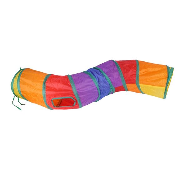 2-Way Long Rainbow Collapsible Tunnel Toy For Cats