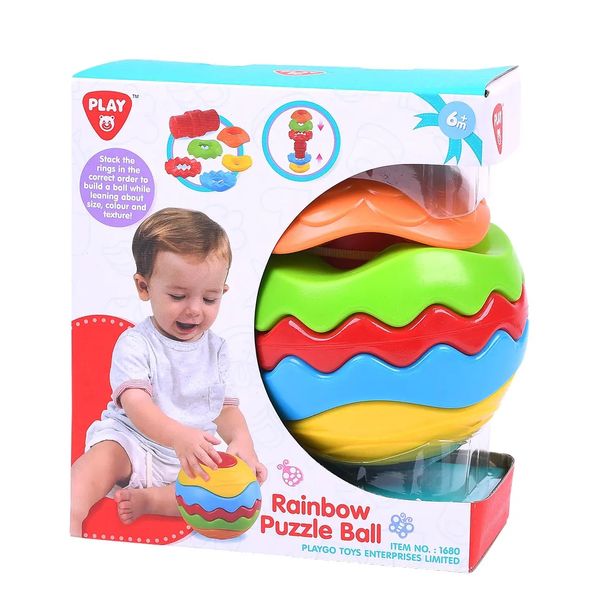 PlayGo Rainbow Baby Puzzle Ball Stacking Toy for Ages 6m+