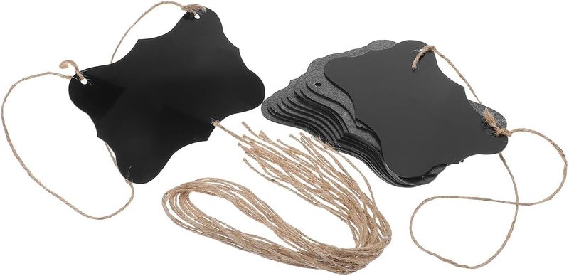 12pcs 10x15cm Black Acrylic Chalkboard Signs with Hanging String, Erasable