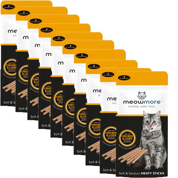 MeowMore Chicken &amp; Liver Meaty Sticks - 10 Pack